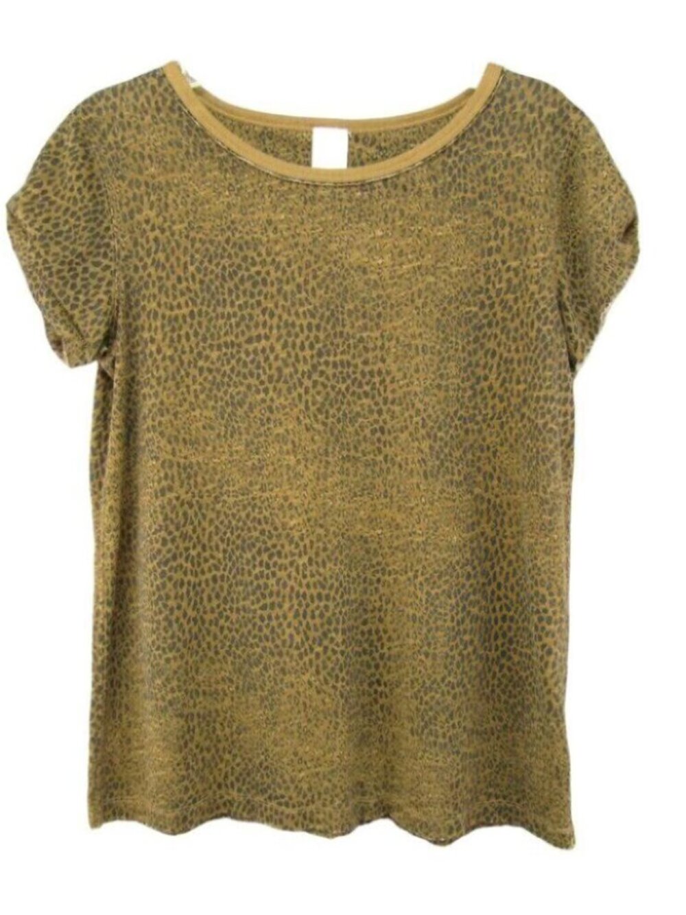 We The Free People Clare Animal Print Tee Top Brown Black Size S Cotton Blend